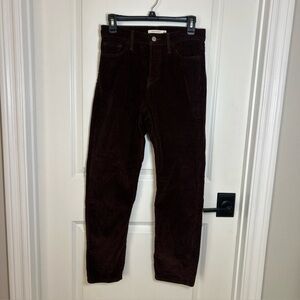 Levis Womens Size 26/28 Wedgie Straight Corduroy Pants Dark Brown Button Fly